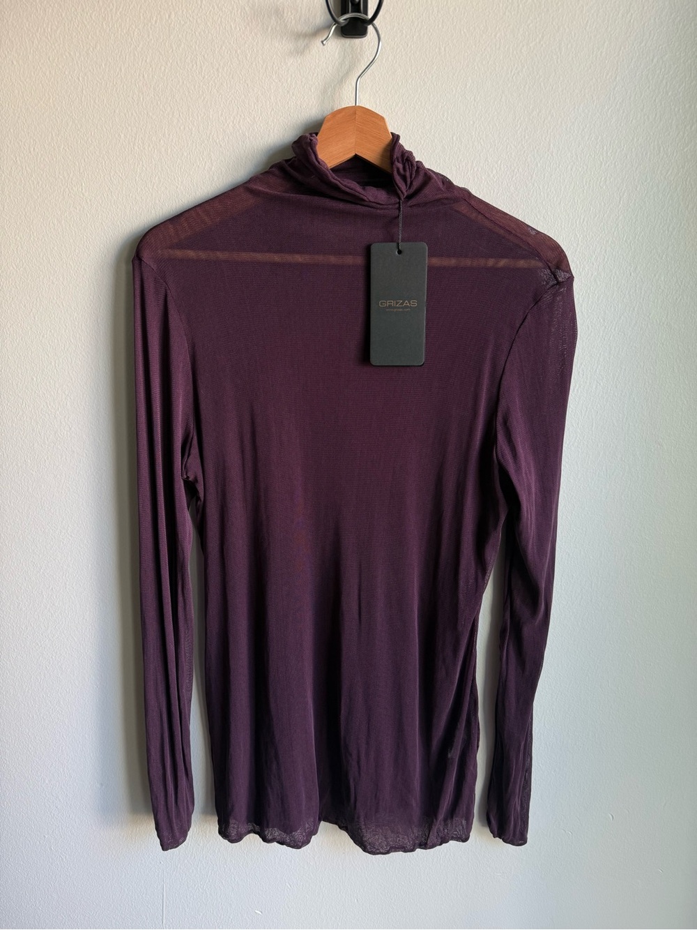 NWT GRIZAS mesh longsleeve top plum size medium